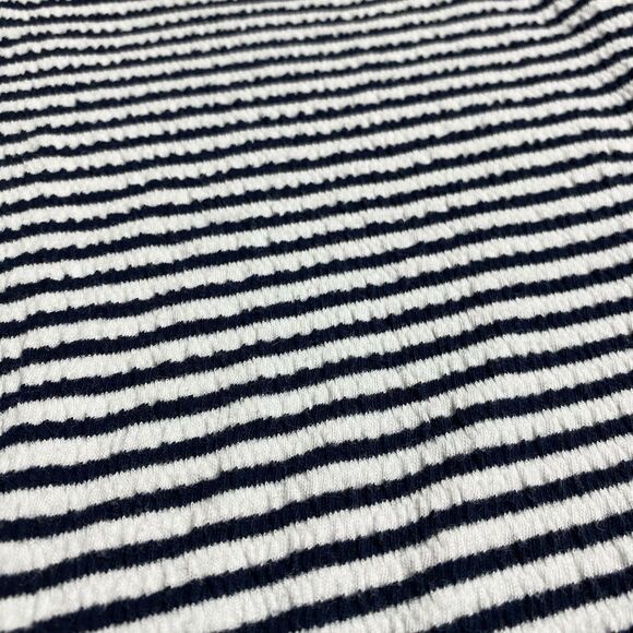 Crewcuts Navy Blue White Striped Lettuce-Edged Short Sleeve Shirt Size XS - Picture 3 of 6